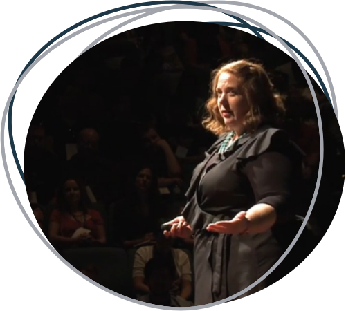 photo of Tasha Broomhal delviering Ted Talk on Workplace Mental Health