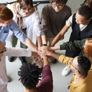 Diverse corporate colleagues participating in workplace empathy