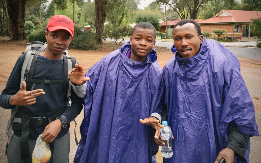 3 refugees on the first hike project in western australia